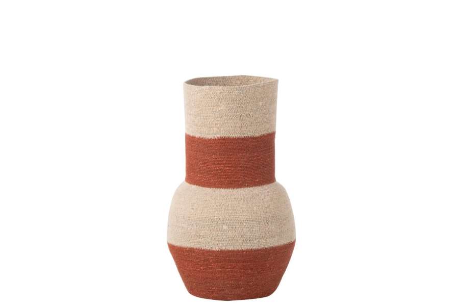 VASE STRIPES SEAGRASS NATURAL/TERRACOTTA