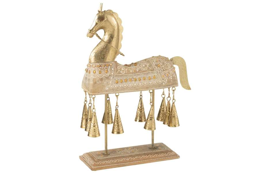HORSE BELLS MANGO WOOD/IRON NATURAL/WHITE