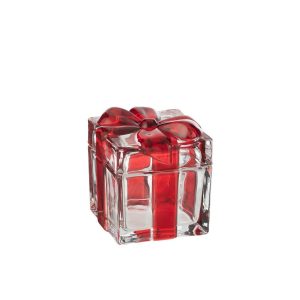 STORAGE JAR GIFTBOX GLASS RED LARGE