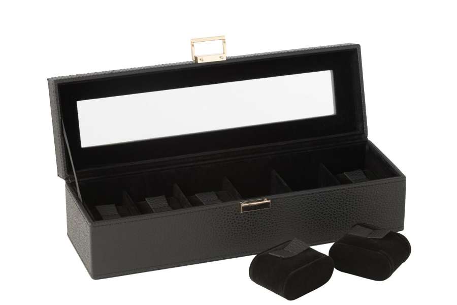 SWATCH BOX 6 COMPARTMENTS ARTIFICIAL LEATHER BLACK