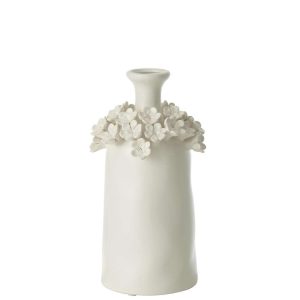 VASE YUCCA FLOWER CERAMIC WHITE MEDIUM