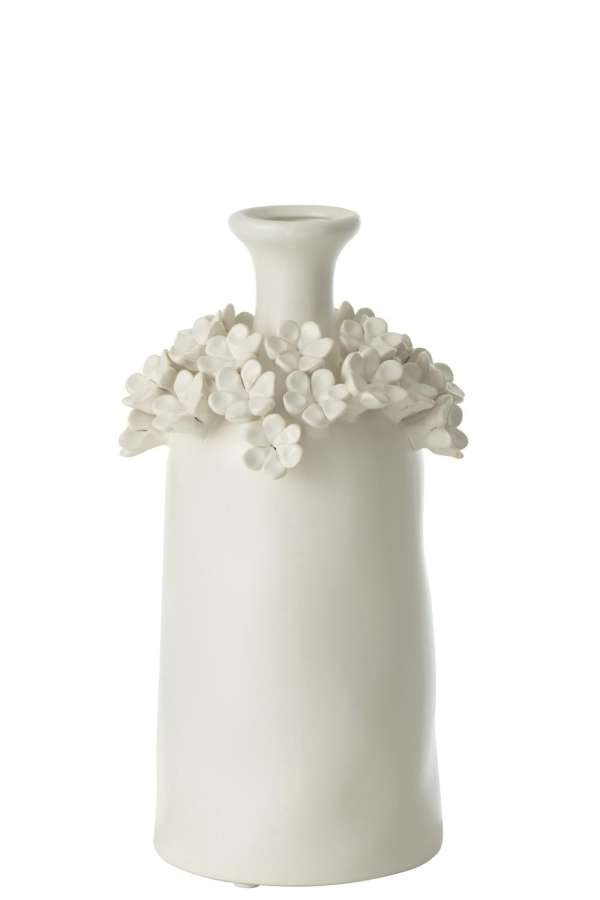 VASE YUCCA FLOWER CERAMIC WHITE MEDIUM