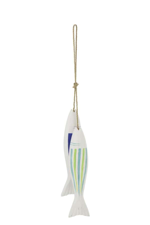HANGER FISH STRIPED MDF/ROPE MULTICOLORED