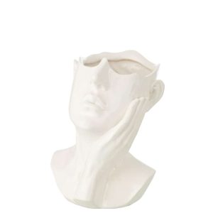 FLOWERPOT WOMAN POLYRESIN WHITE