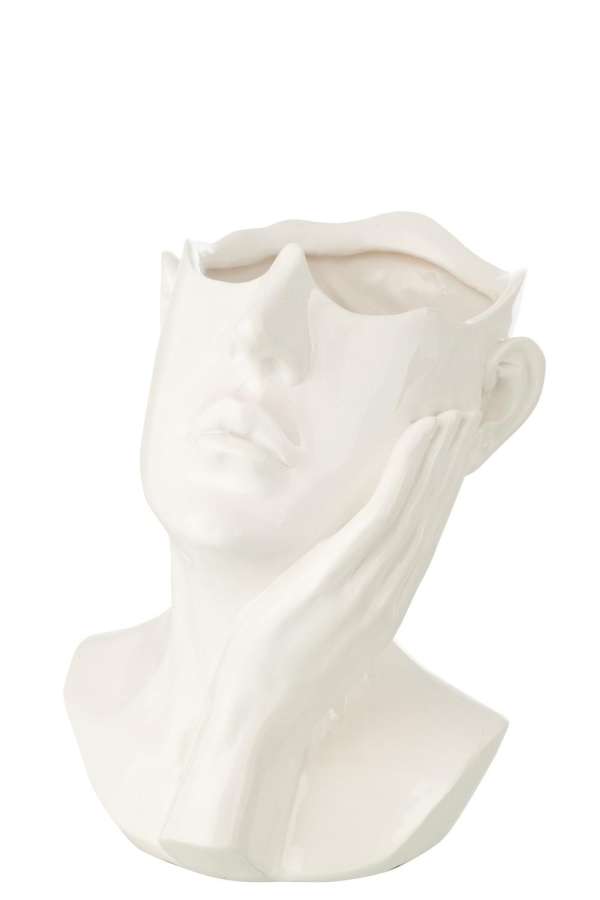 FLOWERPOT WOMAN POLYRESIN WHITE