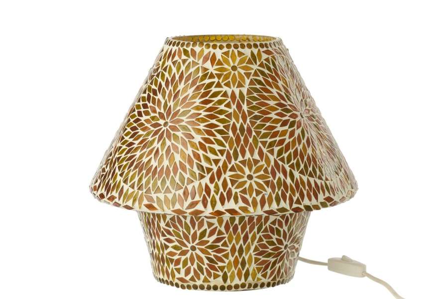 TABLE LAMP MOSAIC GLASS BROWN/DARK ORANGE LARGE