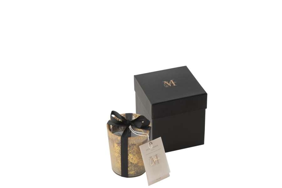 SCENTED CANDLE M-CHIC GLASS GOLD/BLACK SMALL-48H