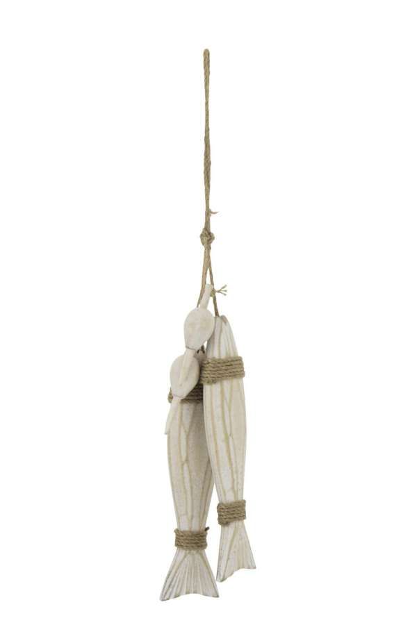 HANGER FISH WHITEWASH MDF/ROPE NATURAL