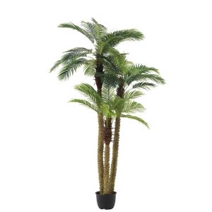 PALM TREE 3 PARTS REAL TOUCH IN POT PLASTIC GREEN