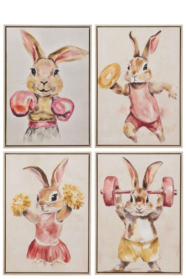 PAINTING SPORTY RABBIT ACRYLIC MULTI ASS4