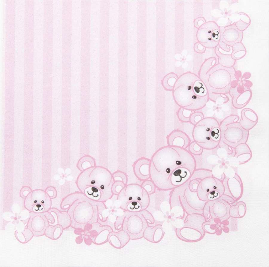 Serviett Lunch  33X33Cm Bamser Rosa