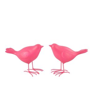 BIRD POLYRESIN PINK LARGE ASSORTMENT OF 2