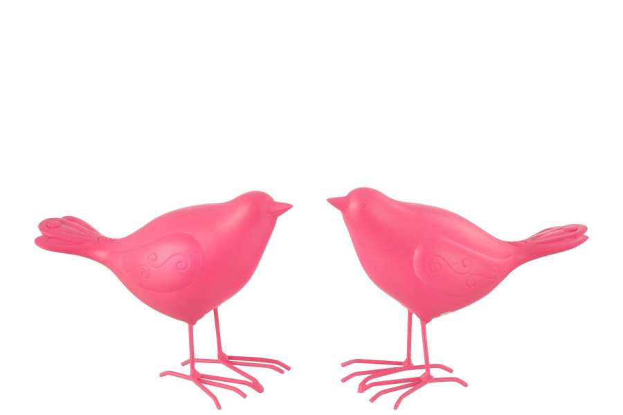BIRD POLYRESIN PINK LARGE ASSORTMENT OF 2