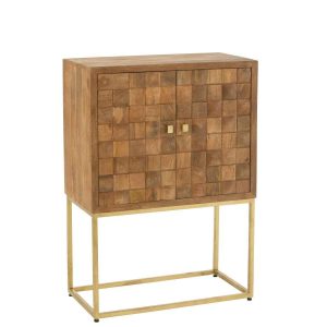 CUPBOARD ON FOOT NINO METAL/MANGO WOOD NATURAL/GOLD