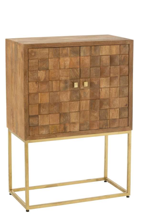 CUPBOARD ON FOOT NINO METAL/MANGO WOOD NATURAL/GOLD