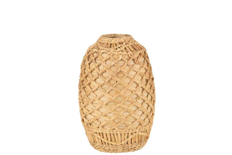 VASE WICKER BAMBOO NATURAL MEDIUM