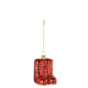 HANGER MOON BOOTS GLASS CHRISTMAS RED