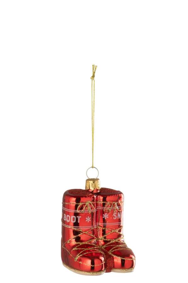 HANGER MOON BOOTS GLASS CHRISTMAS RED