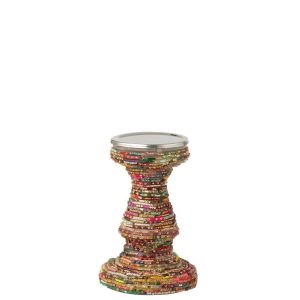 CANDLESTICK BEADS GLASS PINK/GOLD COLORED