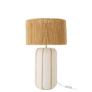TABLE LAMP STRIPED CERAMIC NATURAL/WHITE LARGE