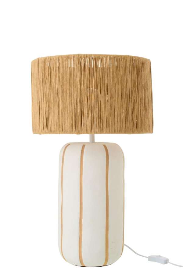 TABLE LAMP STRIPED CERAMIC NATURAL/WHITE LARGE