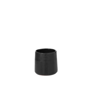 FLOWER POT ROUND CERAMIC BLACK SMALL