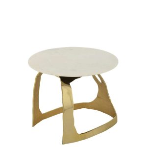 SIDE TABLE ALUMINIUM/STONE GOLD COLORED/WHITE SMALL