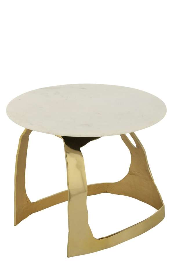 SIDE TABLE ALUMINIUM/STONE GOLD COLORED/WHITE SMALL