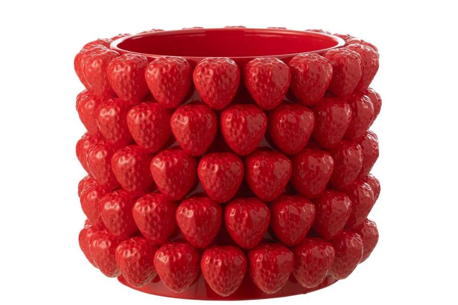 FLOWERPOT STRAWBERRIES CERAMIC RED EXTRA LARGE
