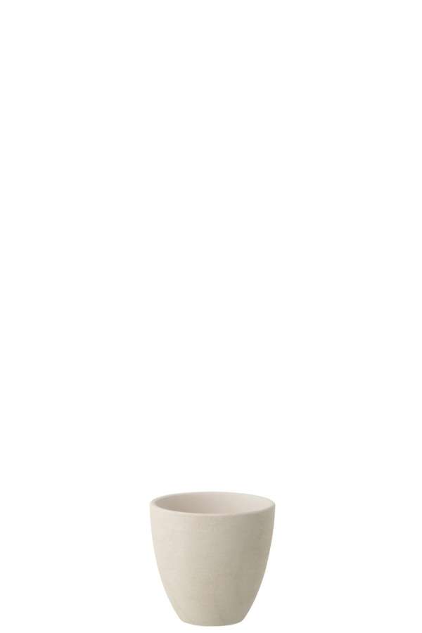 FLOWERPOT ROUND POTTERY WHITE SMALL