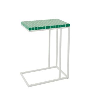 SIDE TABLE RECTANGLE CHECKERED IRON GREEN/WHITE