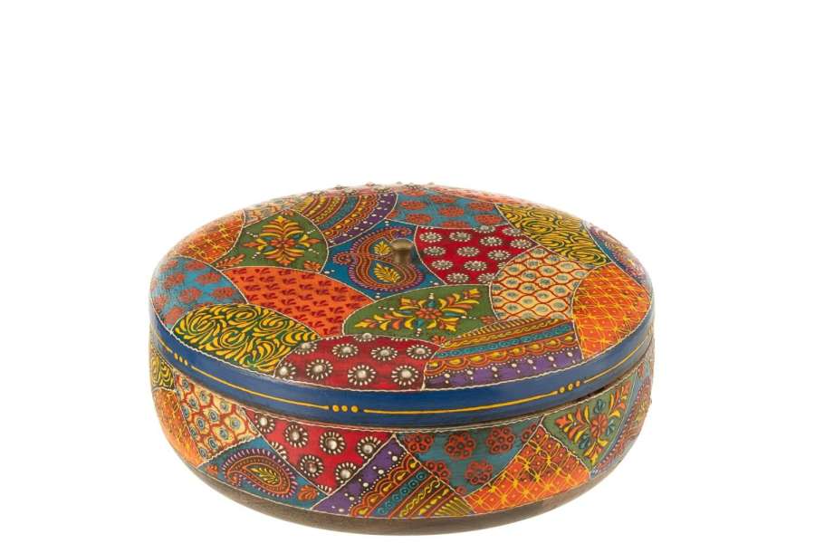 BOX + LID DELHI ROUND MANGO WOOD MIX
