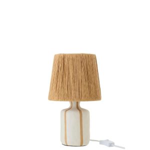 TABLE LAMP STRIPED CERAMIC NATURAL/WHITE SMALL