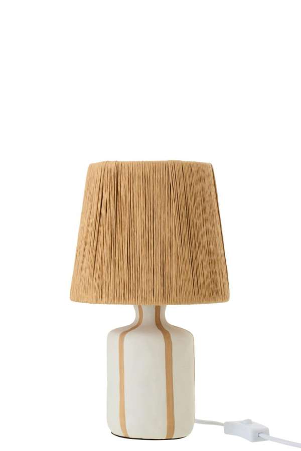 TABLE LAMP STRIPED CERAMIC NATURAL/WHITE SMALL
