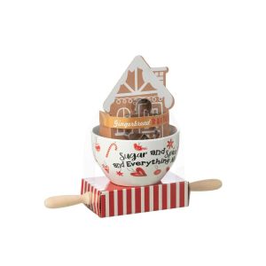 BAKERY SET GINGERBREAD CERAMICS RED