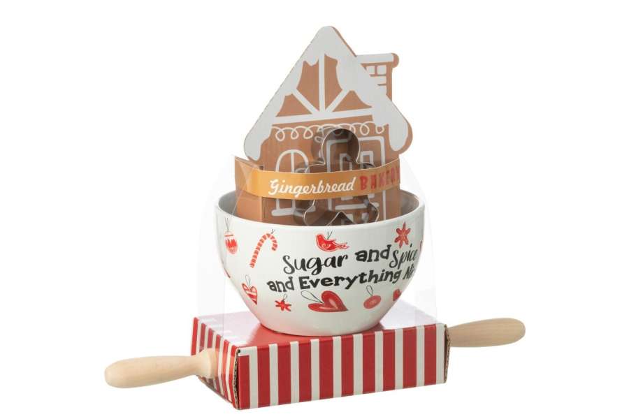 BAKERY SET GINGERBREAD CERAMICS RED