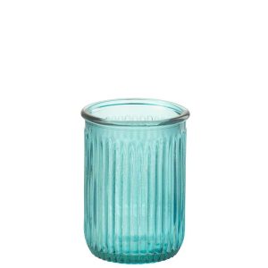 VASE STRIPE GLASS AQUA