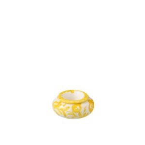 ASHTRAY GRANADA CERAMIC WHITE/YELLOW SMALL