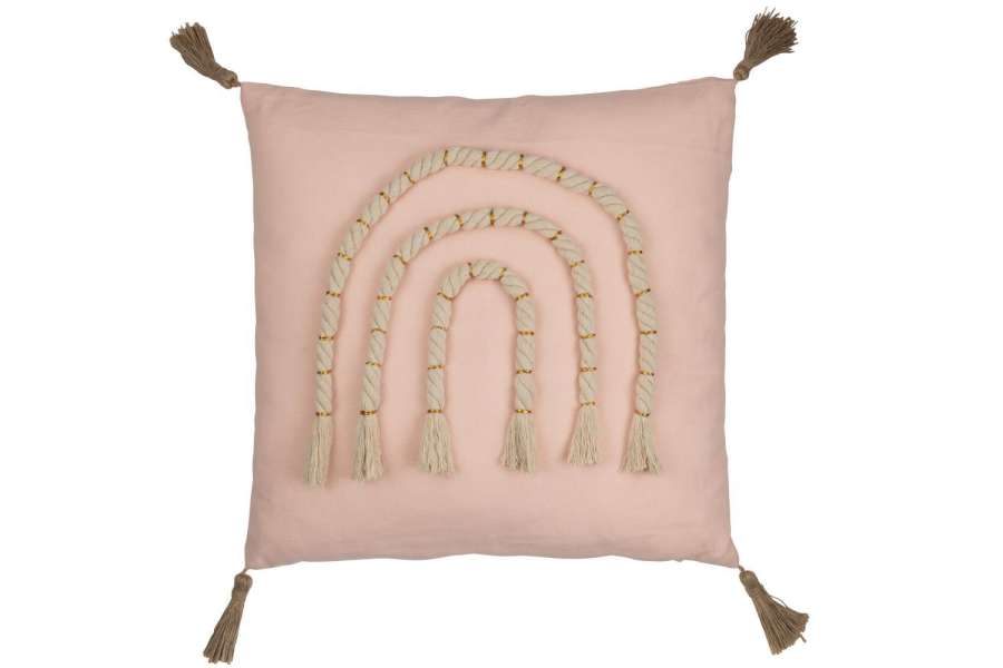 CUSHION RAINBOW SQUARE POLYESTER PINK