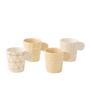 BOX OF 4  CUPS CERAMICS CREAM/WHITE