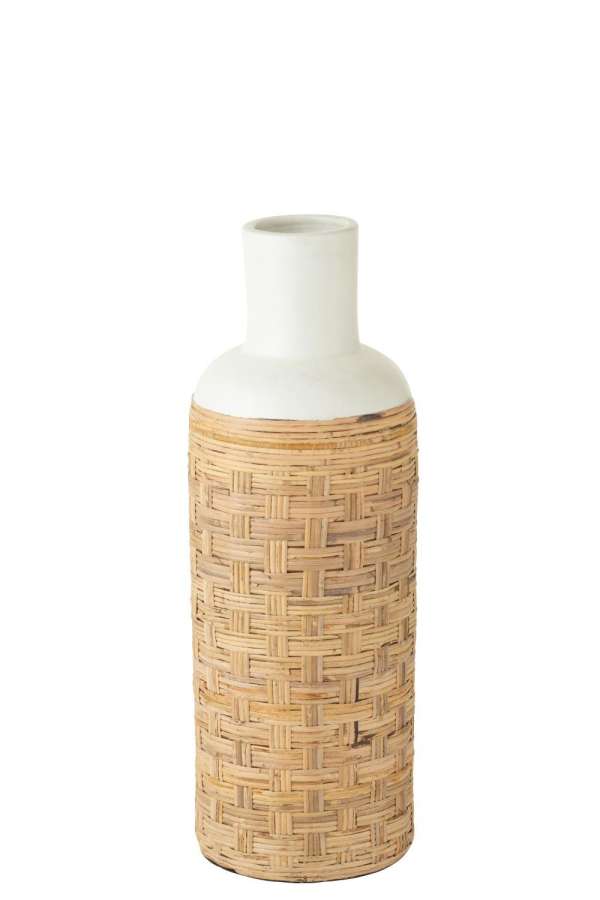 VASE WEAVING TERRACOTA/RATTAN WHITE/NATURAL