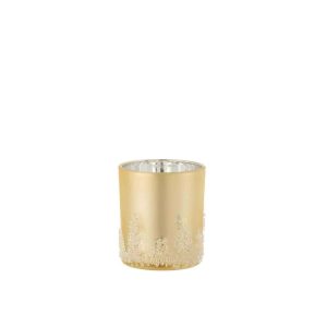 TEALIGHT HOLDER SUGAR FROSTED GOLD LARGE