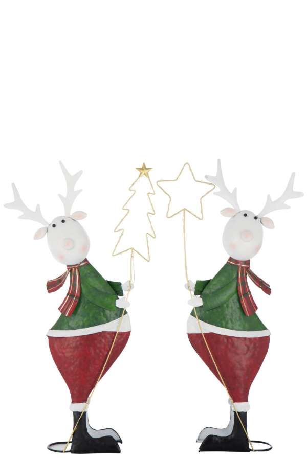 REINDEER LED STAR+TREE METAL MULTICOLORED LARGE ASSORTMENT OF 2