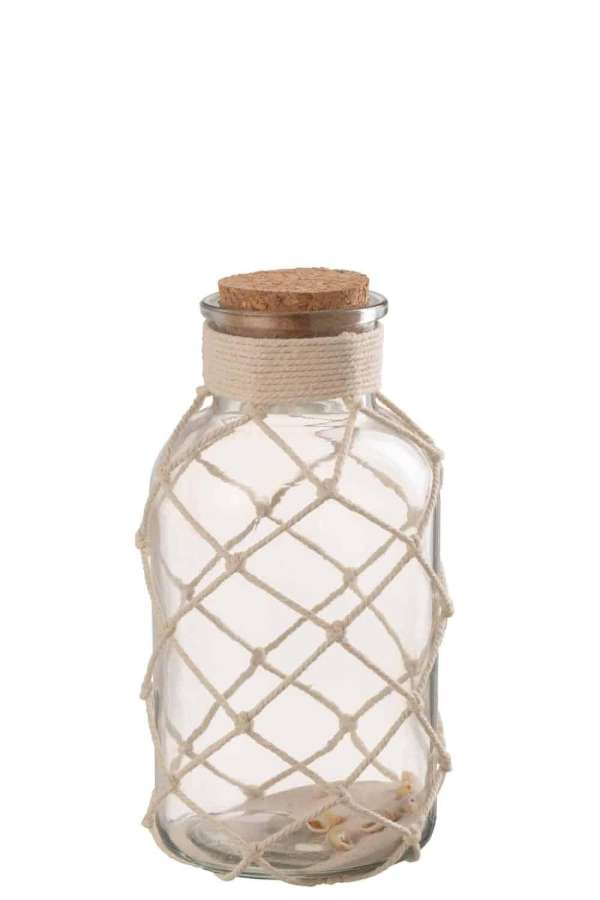 DECORATION VASE SAND SHELLS GLASS TRANSPARENT LARGE