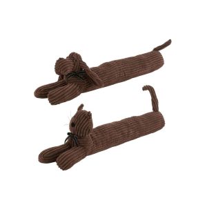 DRAUGHT EXCLUDER DOG/CAT STRIPE TEXTILE BROWN ASSORTMENT OF 2