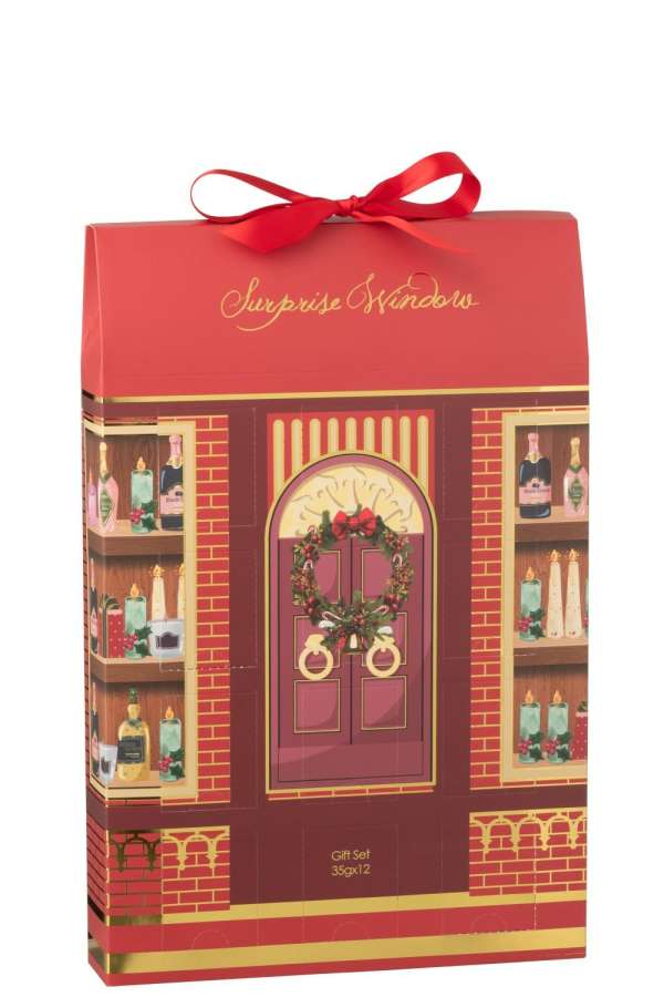 SCENTED CANDLE 12 CANDLES SURPRISE WINDOW WAX CORAL RED/MULTICOLORED