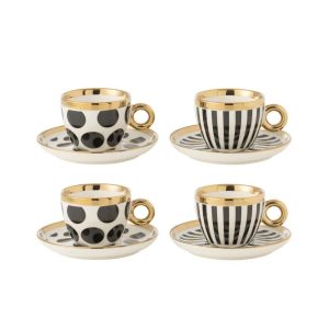 BOX OF 4 CUP+SAUCER CERAMIC MIX