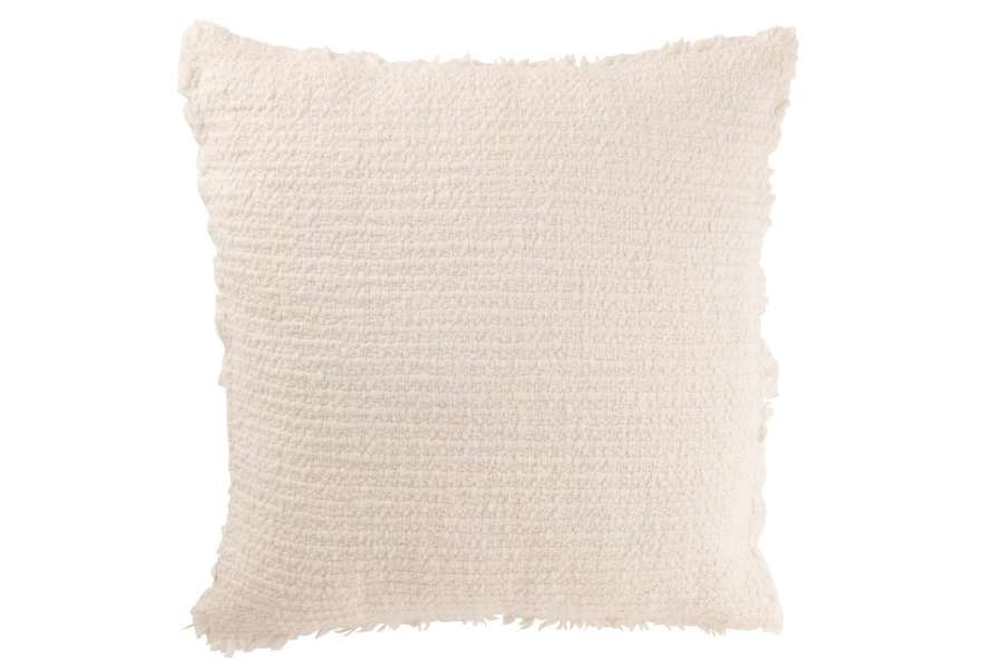 CUSHION FRAYED EDGES COTTON/POLYESTER WHITE