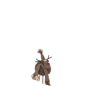 REINDEER HAT+SCARF POLYESTER BROWN SMALL