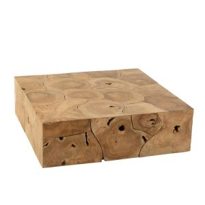 COFFEE TABLE PUZZLE RECTANGLE TEAK WOOD NATURAL